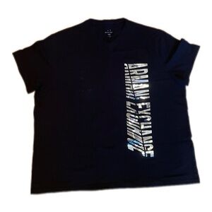 Armani Exchange Men's Black T-Shirt with Silver Logo